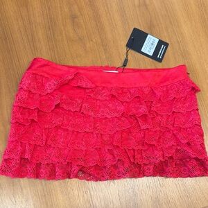 THATSSOFETCH Red Lace Tiered Mini Skort NWT Size 4